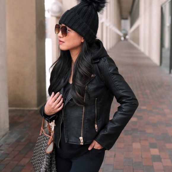 Blank NYC Jackets & Blazers - Black Faux Leather Jacket w/Gold Details
